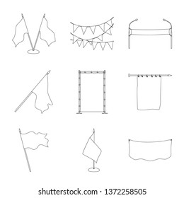 Isolated object of blank and canvas symbol. Set of blank and textile  vector icon for stock.