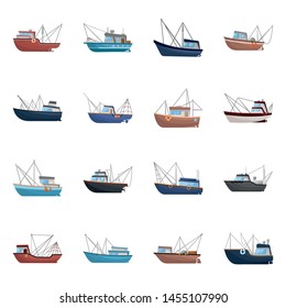 Isolated object of boat and fishing logo. Set of boat and vessel stock symbol for web.