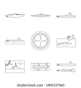 Isolated object of boat and navy icon. Set of boat and deep   vector icon for stock.