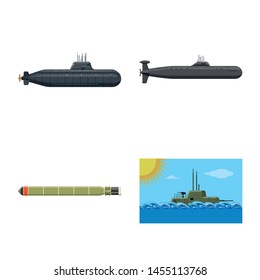 Isolated object of boat and navy icon. Collection of boat and deep stock vector illustration.