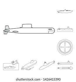 Isolated object of boat and navy logo. Collection of boat and deep vector icon for stock.