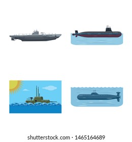 Isolated object of boat and navy logo. Set of boat and deep vector icon for stock.