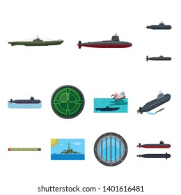 Isolated object of boat and navy sign. Collection of boat and deep   stock symbol for web.