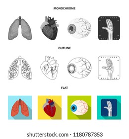 Isolated object of body and human icon. Collection of body and medical vector icon for stock.