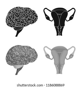 Isolated object of body and human icon. Set of body and medical stock vector illustration.