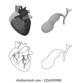 Isolated object of body and human icon. Collection of body and medical stock vector illustration.