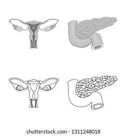 Isolated object of body and human icon. Collection of body and medical vector icon for stock.