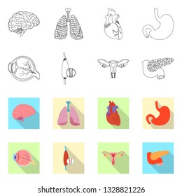Isolated object of body and human icon. Collection of body and medical vector icon for stock.