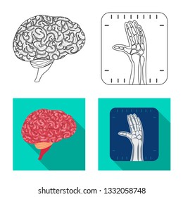 Isolated object of body and human icon. Collection of body and medical stock vector illustration.