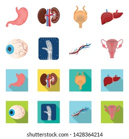Isolated object of body and human icon. Collection of body and medical stock vector illustration.