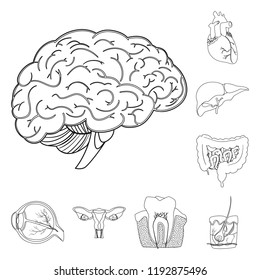 Isolated object of body and human logo. Collection of body and medical stock vector illustration.