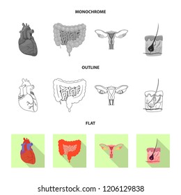 Isolated object of body and human logo. Set of body and medical stock vector illustration.