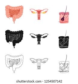 Isolated object of body and human logo. Collection of body and medical stock symbol for web.