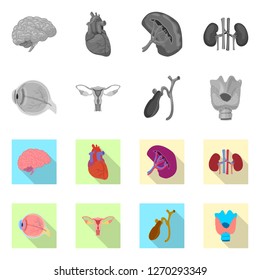 Isolated object of body and human logo. Collection of body and medical vector icon for stock.