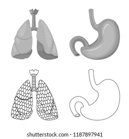 Isolated object of body and human sign. Collection of body and medical vector icon for stock.