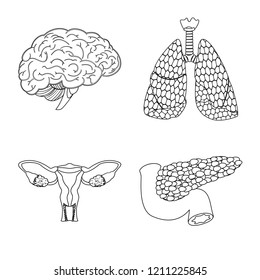 Isolated object of body and human sign. Set of body and medical vector icon for stock.