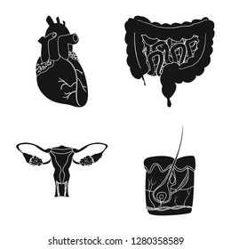 Isolated object of body and human sign. Collection of body and medical stock symbol for web.
