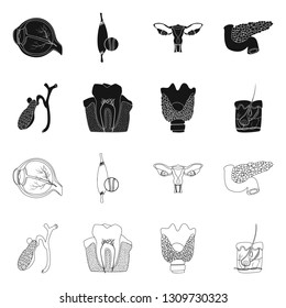 Isolated object of body and human sign. Collection of body and medical stock vector illustration.