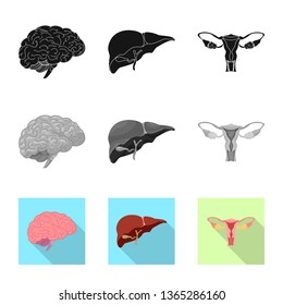 Isolated object of body and human sign. Set of body and medical vector icon for stock.