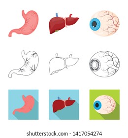 Isolated object of body and human sign. Set of body and medical stock vector illustration.