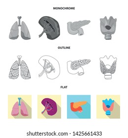 Isolated object of body and human sign. Collection of body and medical vector icon for stock.
