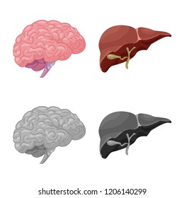 Isolated object of body and human symbol. Collection of body and medical vector icon for stock.