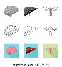 Isolated object of body and human symbol. Collection of body and medical stock vector illustration.