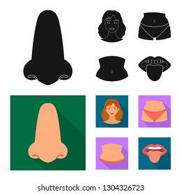 Isolated object of body and part icon. Collection of body and anatomy vector icon for stock.