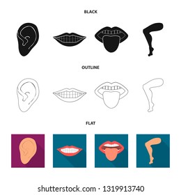 Isolated object of body and part icon. Collection of body and anatomy vector icon for stock.