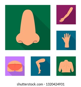 Isolated object of body and part icon. Collection of body and anatomy vector icon for stock.