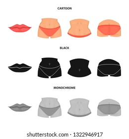 Isolated object of body and part icon. Collection of body and anatomy stock vector illustration.