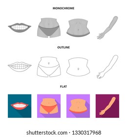 Isolated object of body and part icon. Set of body and anatomy stock symbol for web.