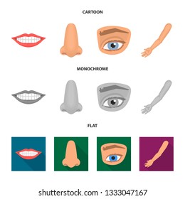 Isolated object of body and part icon. Set of body and anatomy vector icon for stock.
