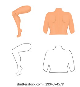 Isolated object of body and part icon. Set of body and anatomy stock vector illustration.