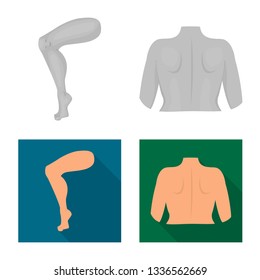 Isolated object of body and part icon. Set of body and anatomy vector icon for stock.