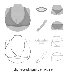 Isolated object of body and part icon. Collection of body and anatomy vector icon for stock.