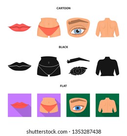 Isolated object of body and part icon. Collection of body and anatomy stock symbol for web.