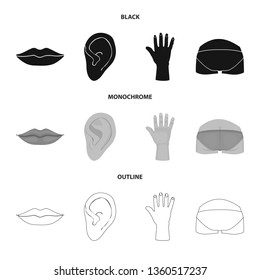 Isolated object of body and part icon. Collection of body and anatomy stock symbol for web.