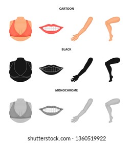 Isolated object of body and part icon. Collection of body and anatomy stock symbol for web.