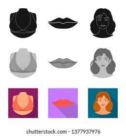 Isolated object of body and part icon. Set of body and anatomy vector icon for stock.