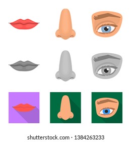 Isolated object of body and part icon. Collection of body and anatomy vector icon for stock.