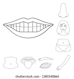 Isolated object of body and part icon. Set of body and anatomy stock vector illustration.