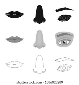 Isolated object of body and part icon. Set of body and anatomy stock vector illustration.
