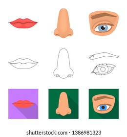 Isolated object of body and part icon. Set of body and anatomy stock vector illustration.
