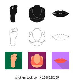 Isolated object of body and part icon. Collection of body and anatomy stock symbol for web.