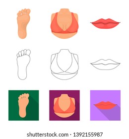 Isolated object of body and part icon. Set of body and anatomy stock vector illustration.