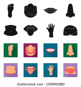 Isolated object of body and part icon. Set of body and anatomy stock vector illustration.