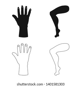Isolated object of body and part icon. Set of body and anatomy stock symbol for web.