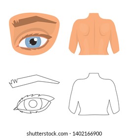Isolated object of body and part icon. Collection of body and anatomy vector icon for stock.