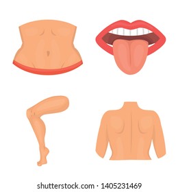 Isolated object of body and part icon. Collection of body and anatomy vector icon for stock.